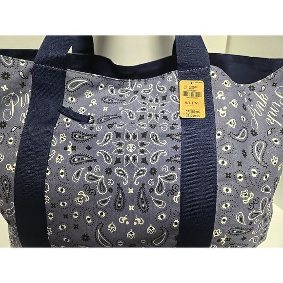 Victoria's Secret Pink Tote Bag Overnight Bag Small Floral Pattern 2 Sides Large - Picture 2 of 16